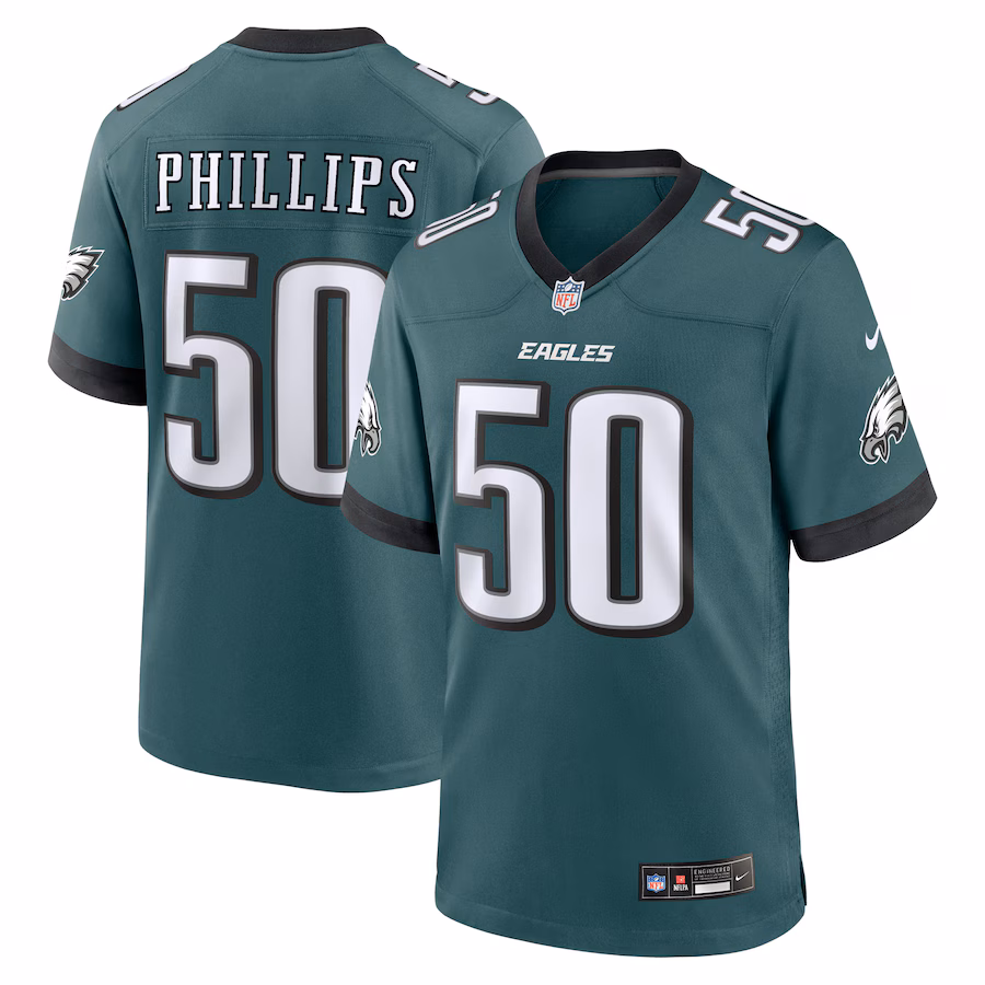 Men's Philadelphia Eagles Jaelan Phillips Nike Midnight Green Team Game Jersey - Ujersey Shop