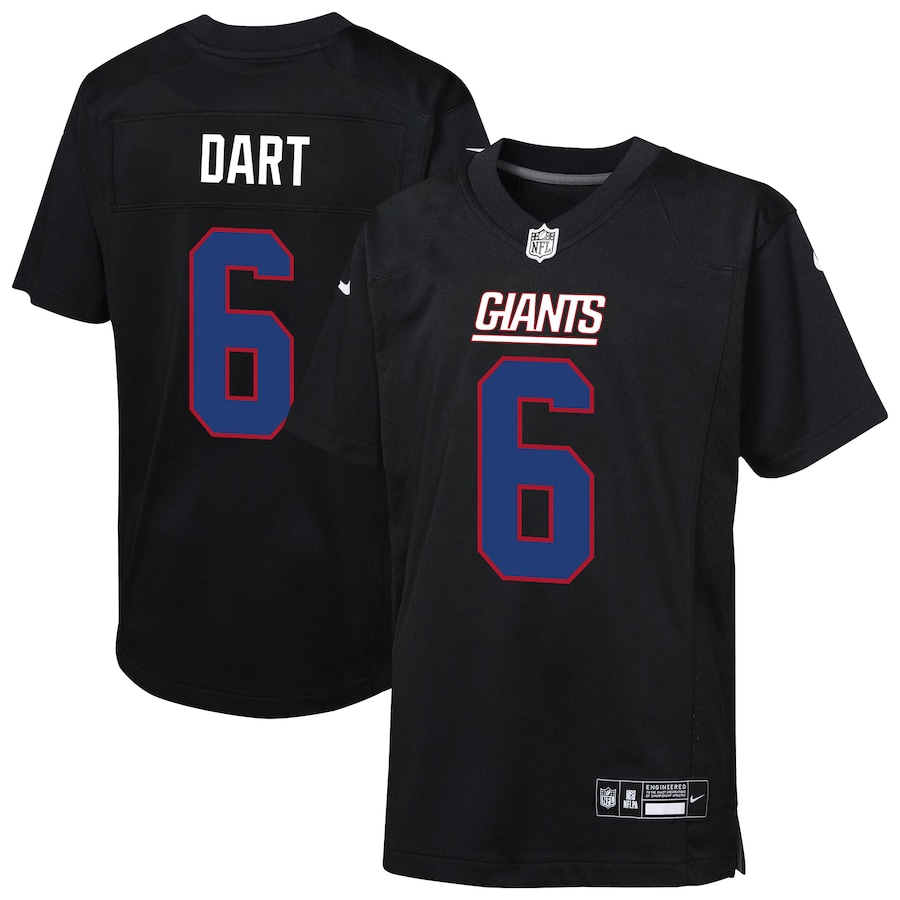 Youth New York Giants Jaxson Dart Nike Carbon Black Fashion Game Jersey - Ujersey Shop