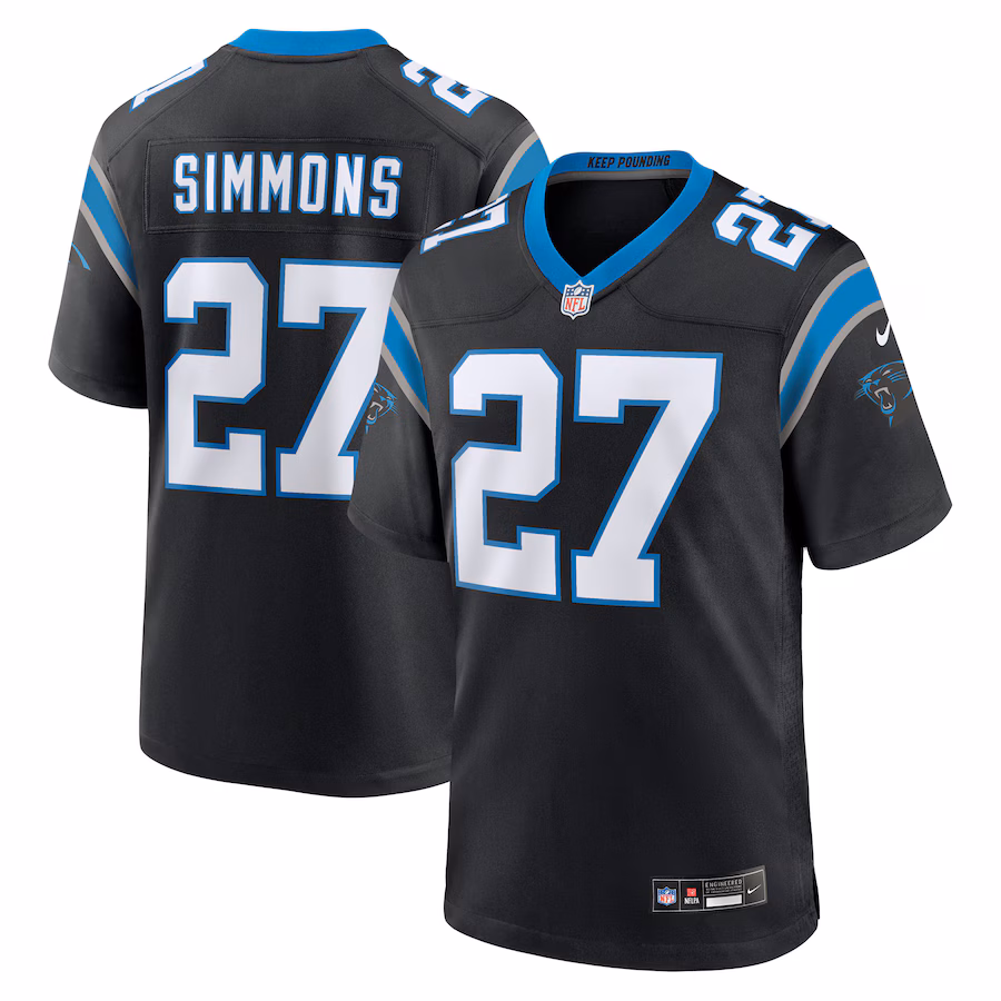 Men's Carolina Panthers Isaiah Simmons Nike Black Team Game Jersey - Ujersey Shop