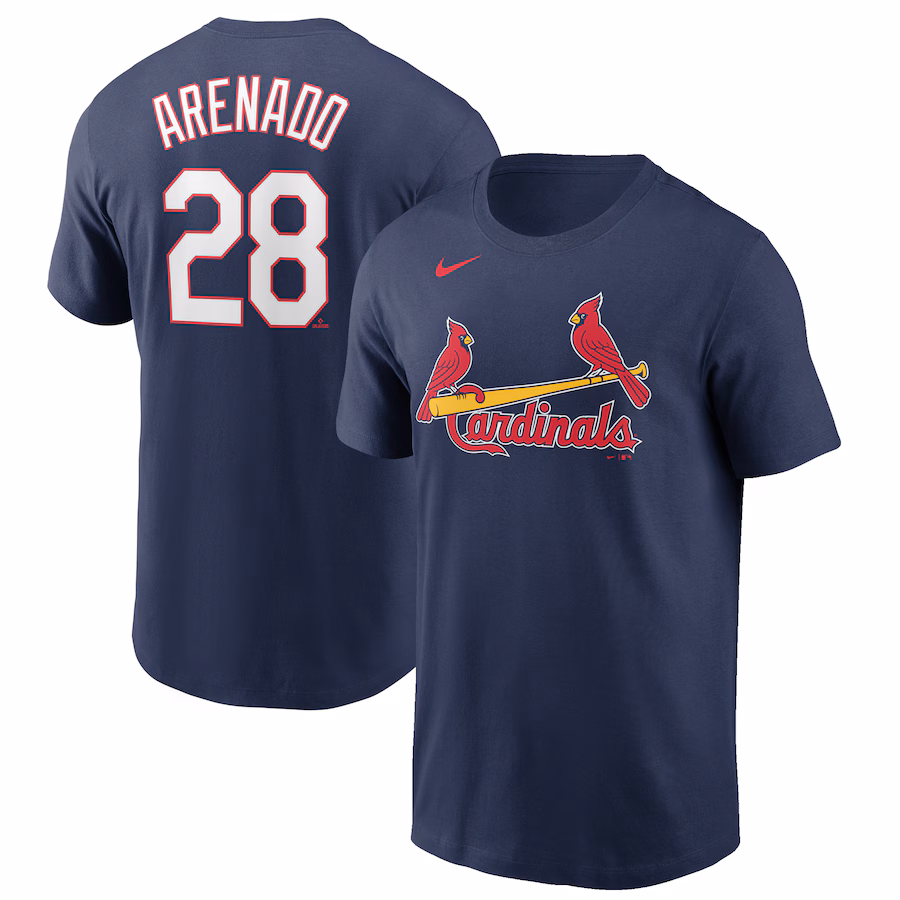 Men's St. Louis Cardinals Nolan Arenado Nike Navy Name & Number T-Shirt