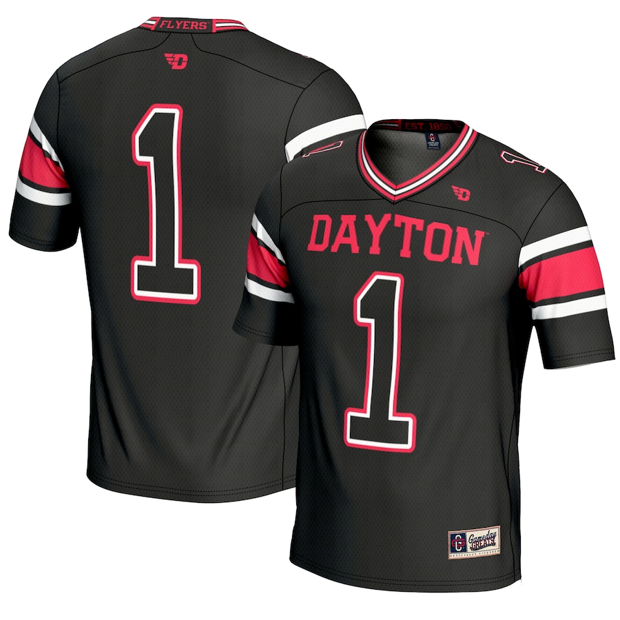 Men's GameDay Greats #1 Black Dayton Flyers Endzone Football Jersey