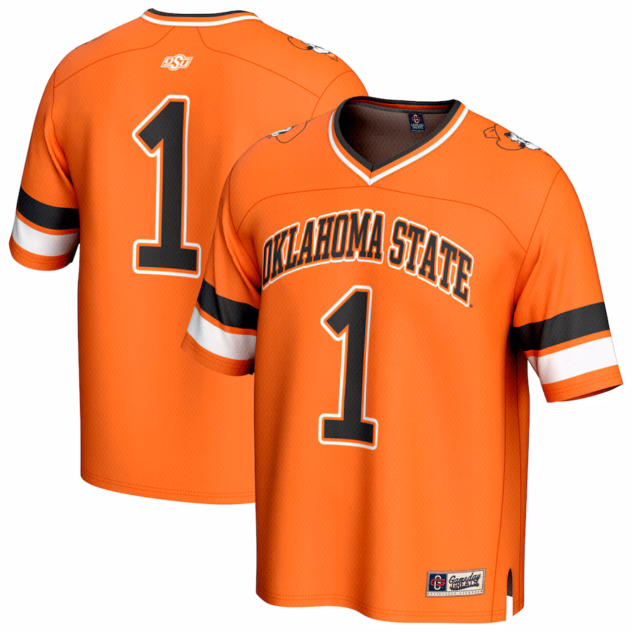 Unisex GameDay Greats #1 Orange Oklahoma State Cowboys Lightweight Collegiate Football Fashion Jersey