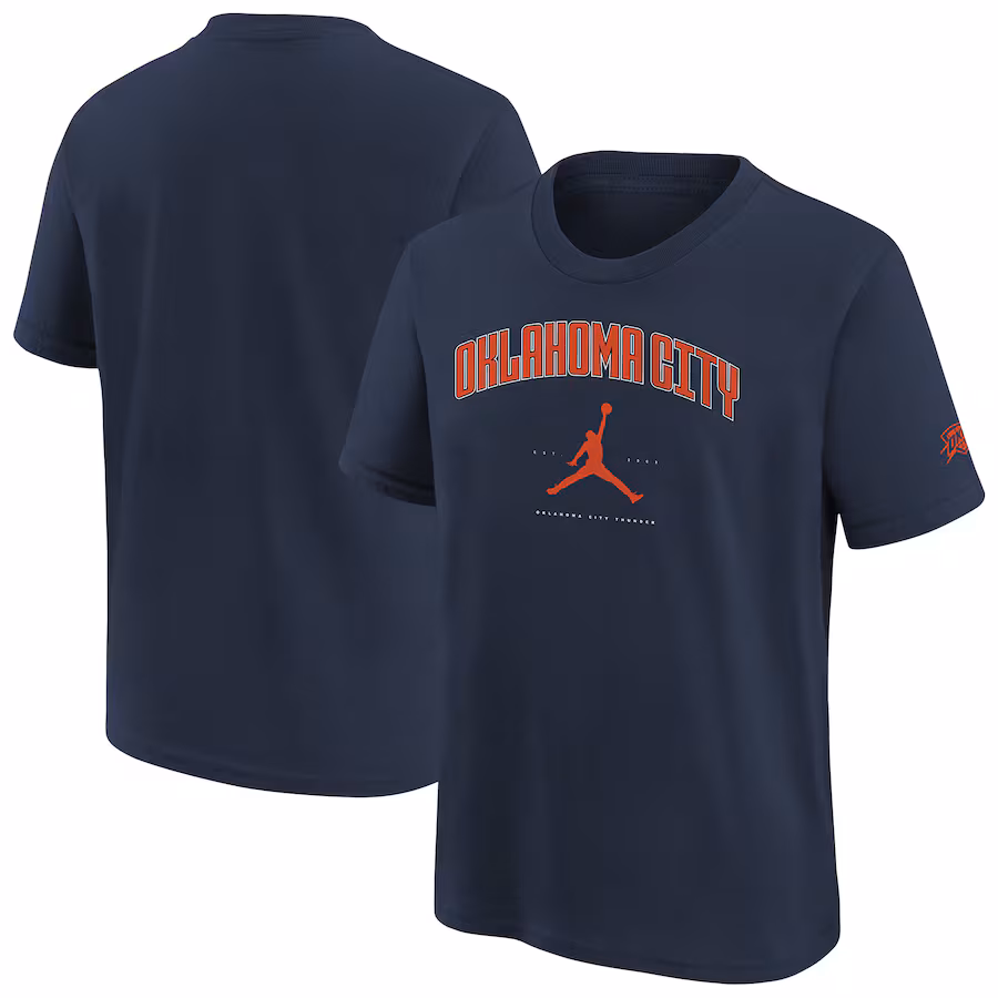 Youth Oklahoma City Thunder Jordan Brand Navy Essential Cities T-Shirt