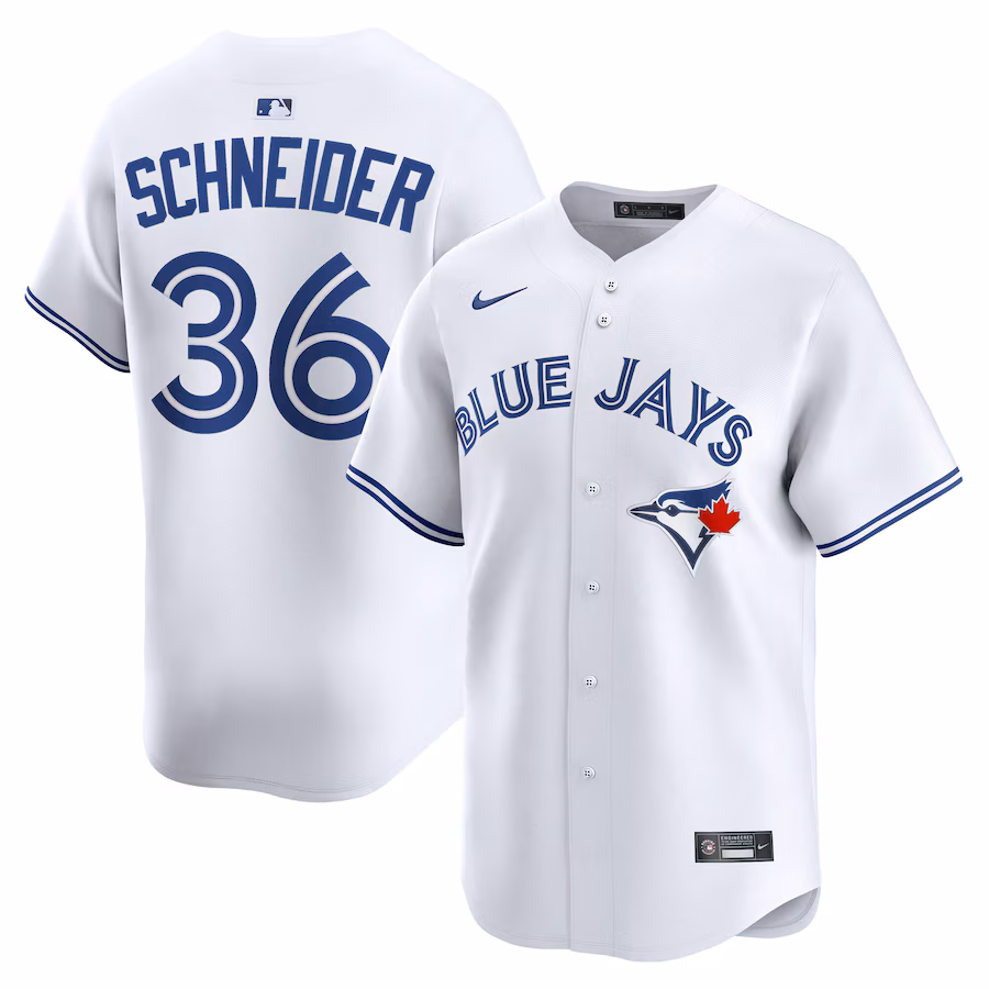 Men's Toronto Blue Jays Davis Schneider Nike White Home Limited Jersey
