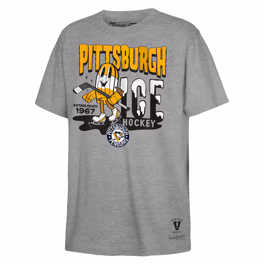 Youth Pittsburgh Penguins Mitchell & Ness Gray Popsicle T-Shirt