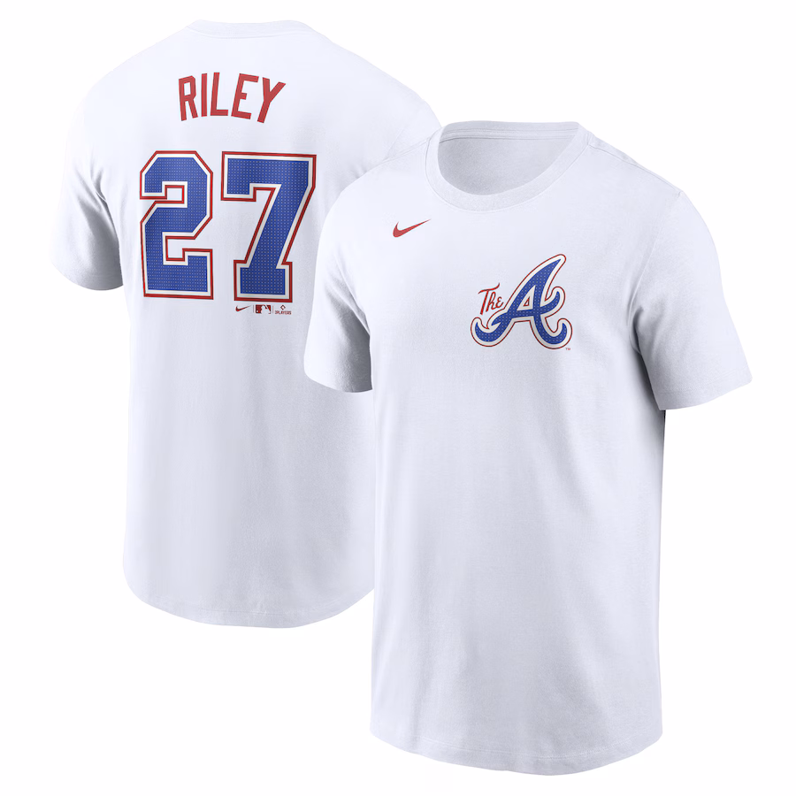 Men's Atlanta Braves Austin Riley Nike White City Connect Fuse Name & Number T-Shirt