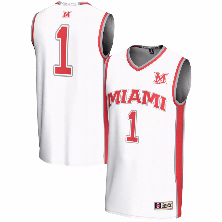 Men's GameDay Greats #1 White Miami University RedHawks Lightweight Basketball Fashion Jersey