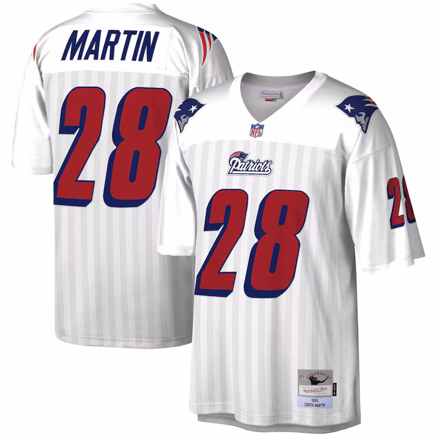 Men's New England Patriots Curtis Martin Mitchell & Ness White Legacy Replica Jersey