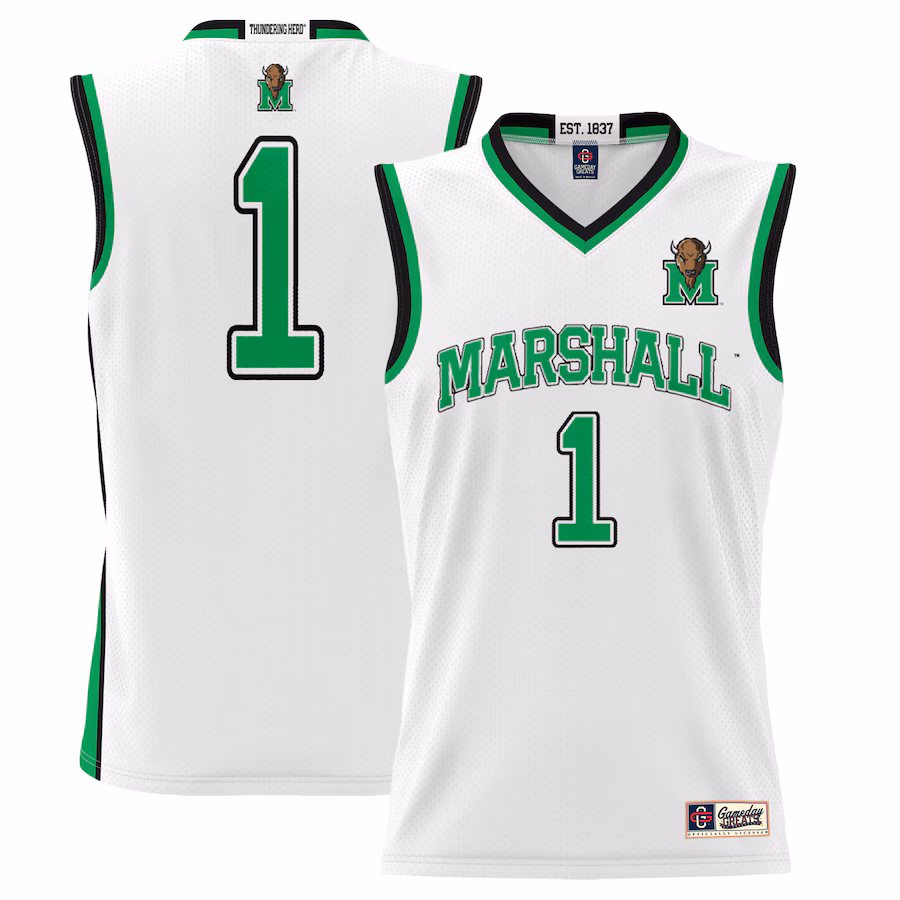 Men's GameDay Greats #1  White Marshall Thundering Herd  Lightweight Basketball Jersey