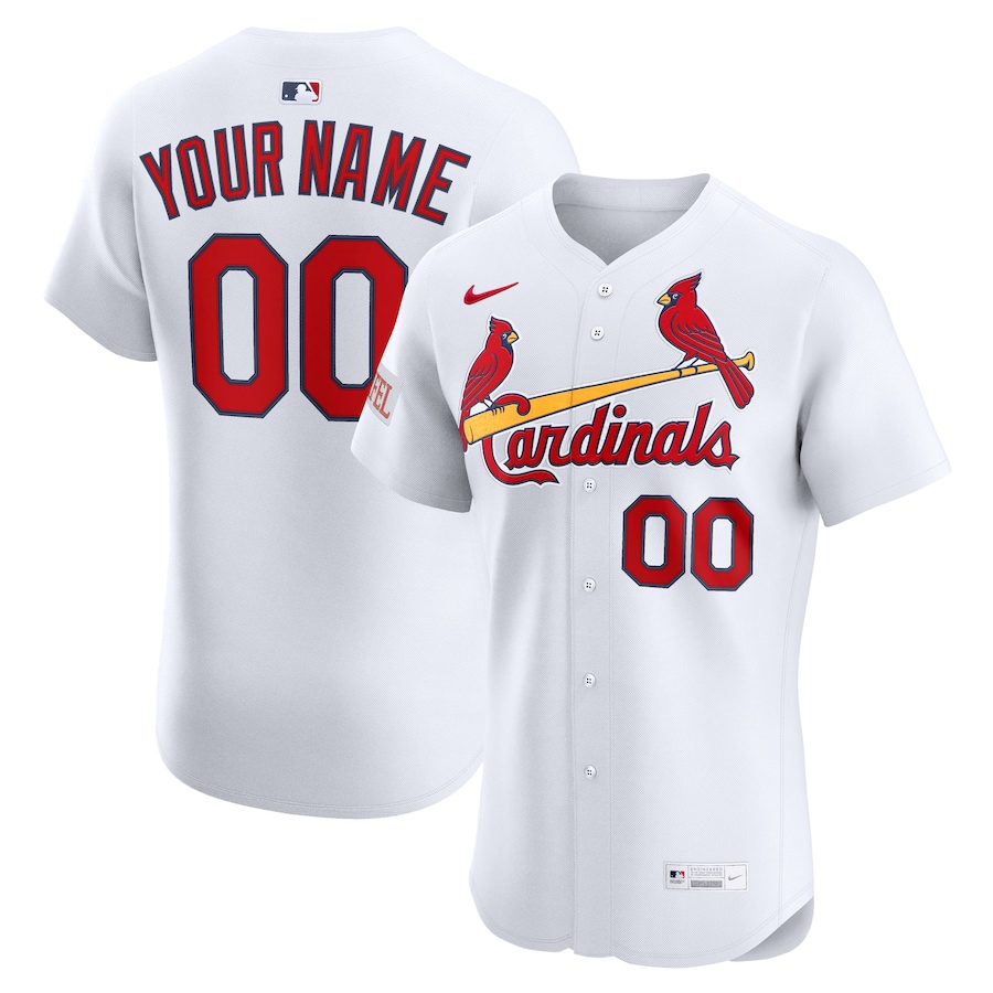 Men's St. Louis Cardinals Nike White Home Elite Sponsor Patch Custom Jersey