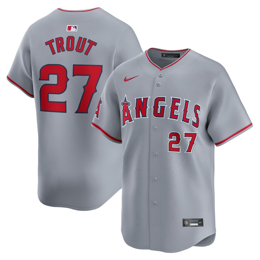 Men's Los Angeles Angels Mike Trout Nike Gray Away Limited Player Jersey