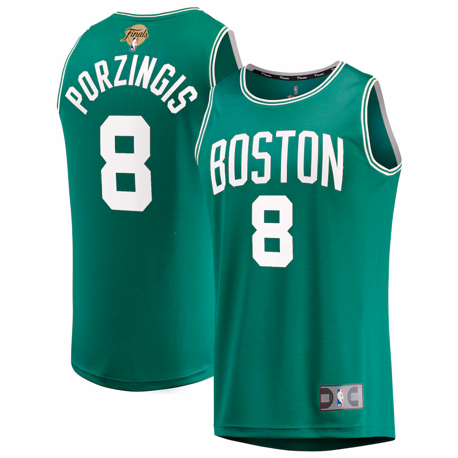 Men's Boston Celtics Kristaps Porzingis Fanatics Kelly Green 2024 NBA Finals Fast Break Replica Player Jersey - Icon Edition