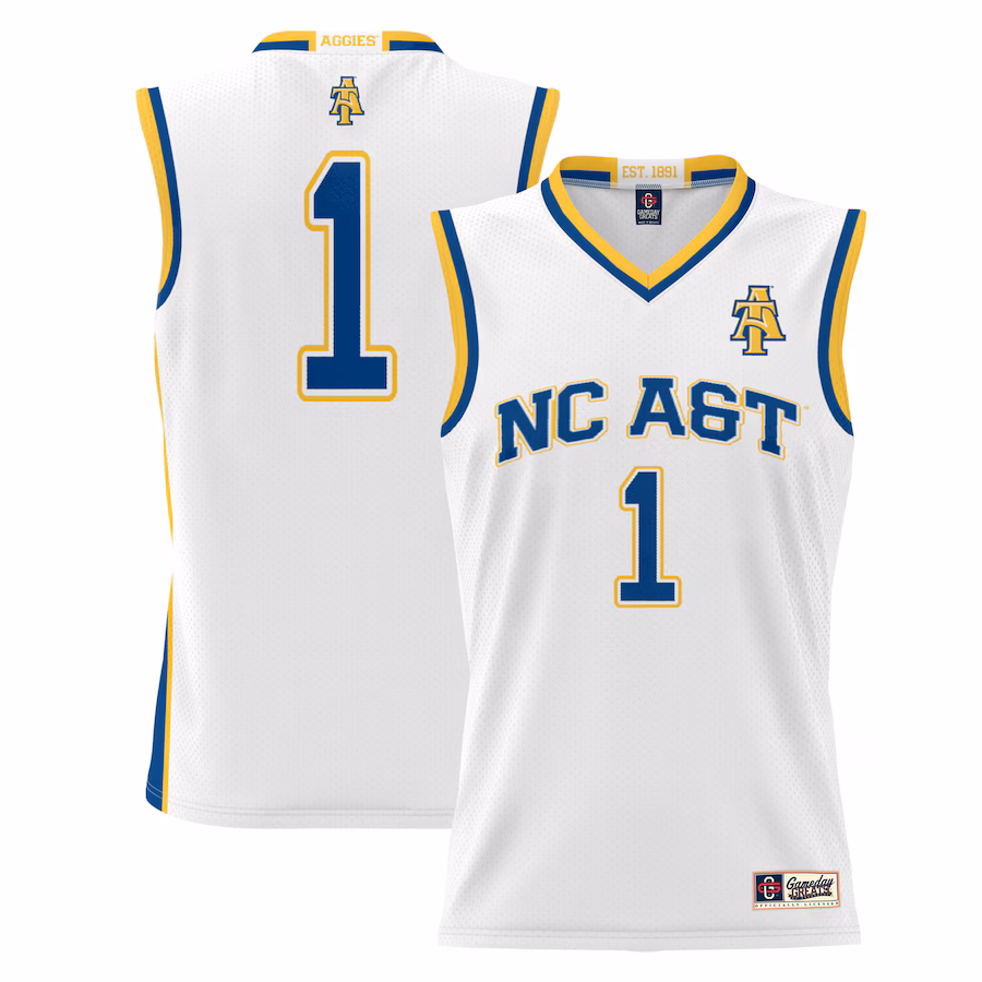 Male GameDay Greats #1  White North Carolina A&T Aggies  Lightweight Basketball Jersey