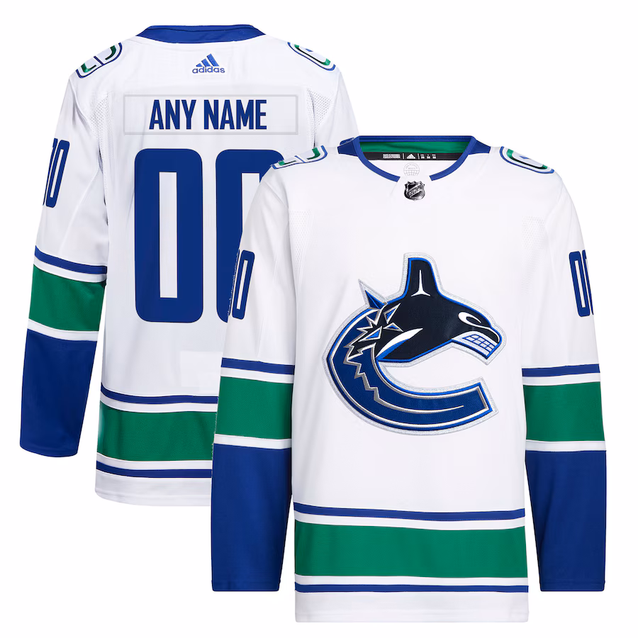 Men's Vancouver Canucks adidas White Away Primegreen Authentic Custom Jersey