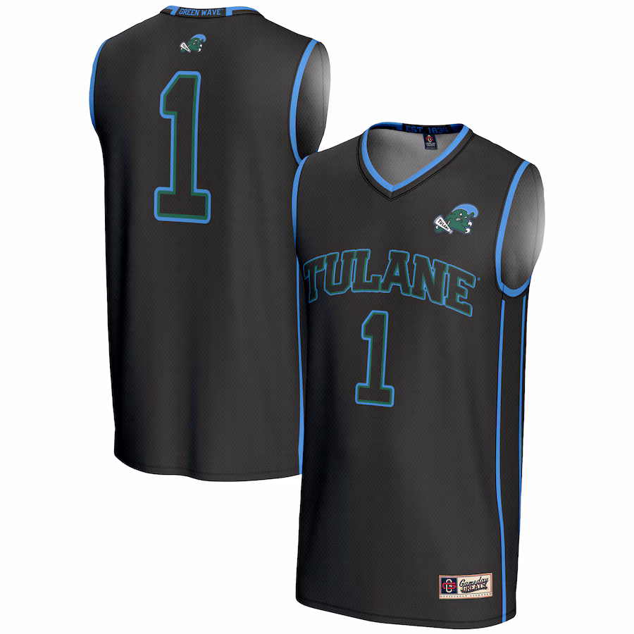 Male GameDay Greats #1  Black Tulane Green Wave  Lightweight Basketball Jersey
