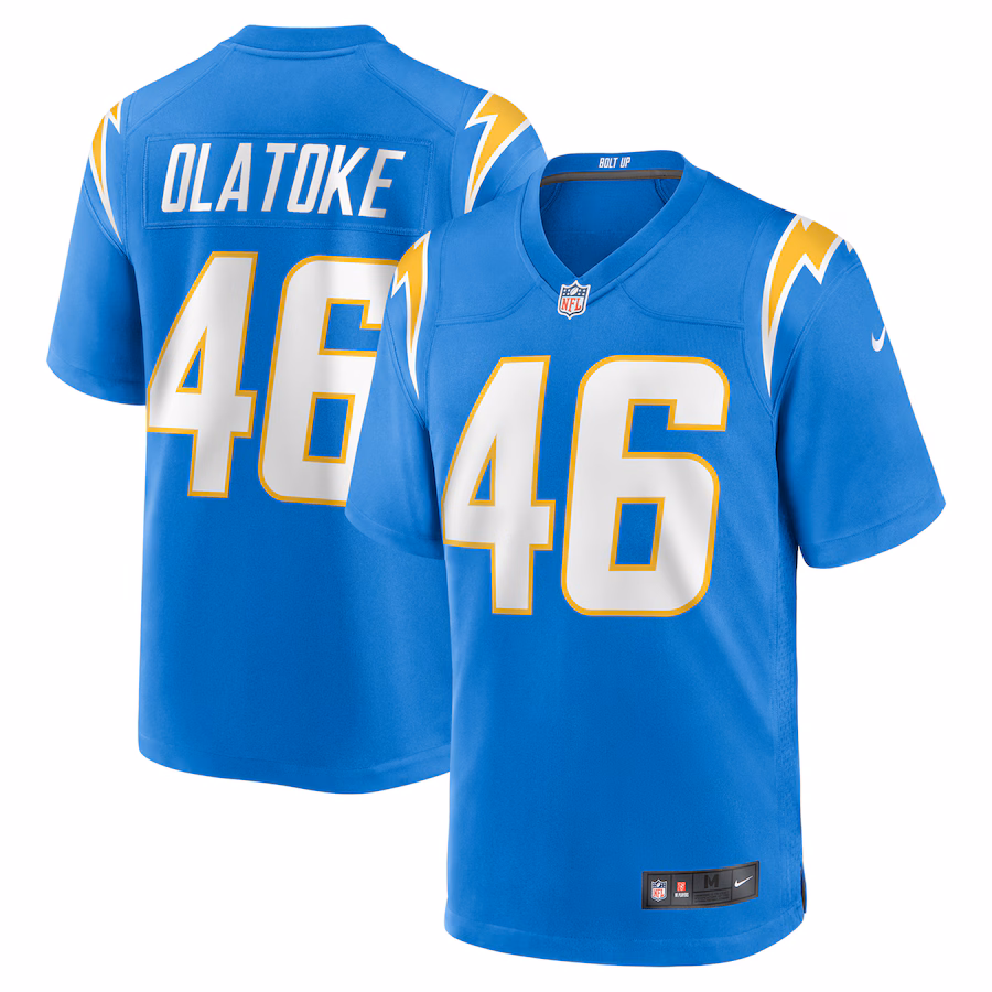Men's Los Angeles Chargers Praise Olatoke Nike  Powder Blue Team Game Jersey