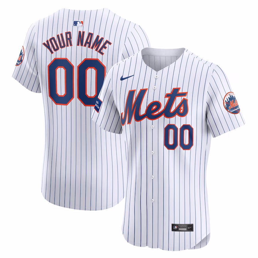 Men's New York Mets Nike White Home Elite Custom Patch Jersey