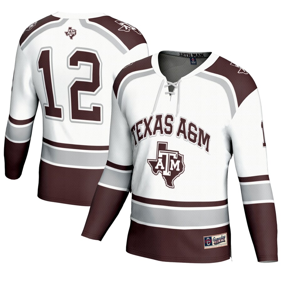 #12 Texas A&M Aggies GameDay Greats Unisex Hockey Fashion Jersey – White