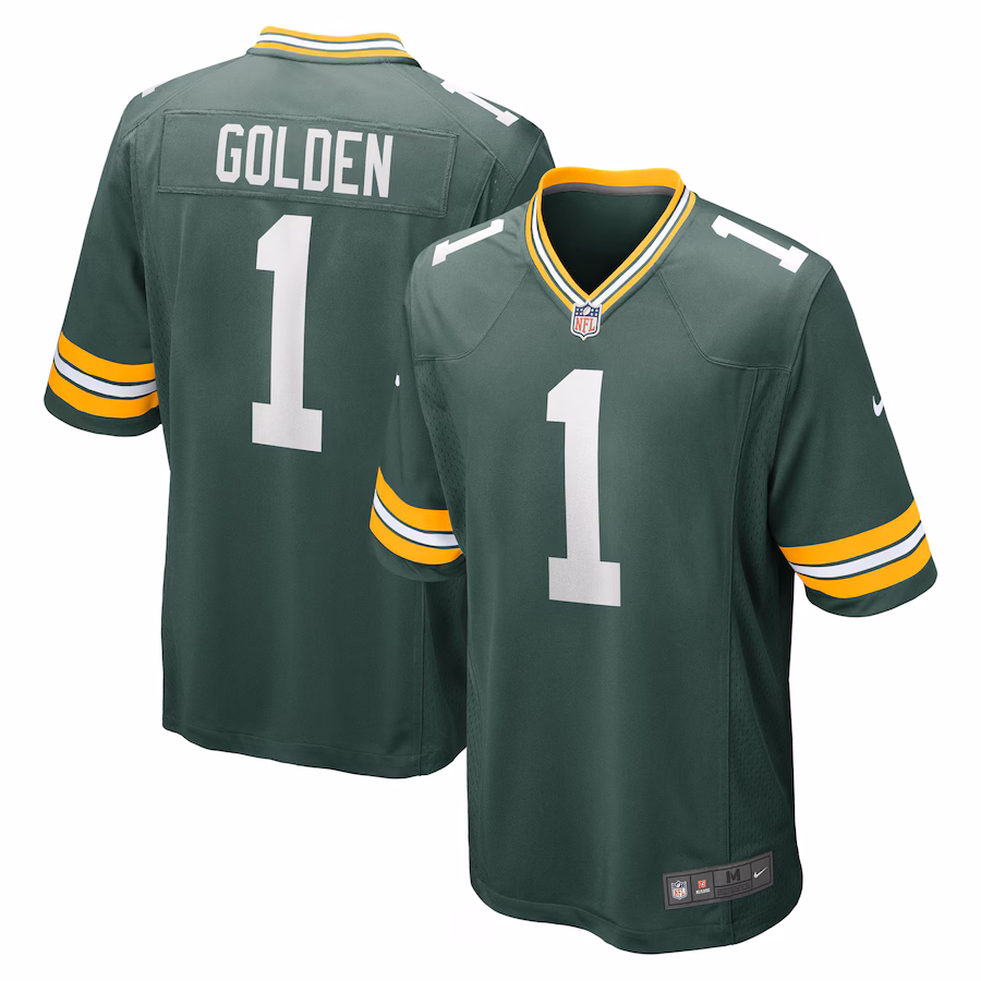 Men's Green Bay Packers Matthew Golden Nike Green 2025 NFL Draft First Round Pick Game Jersey