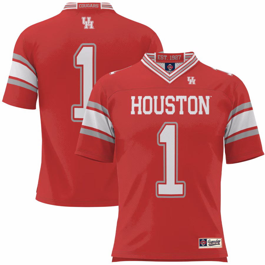 Men's GameDay Greats #1 Red Houston Cougars Football Jersey
