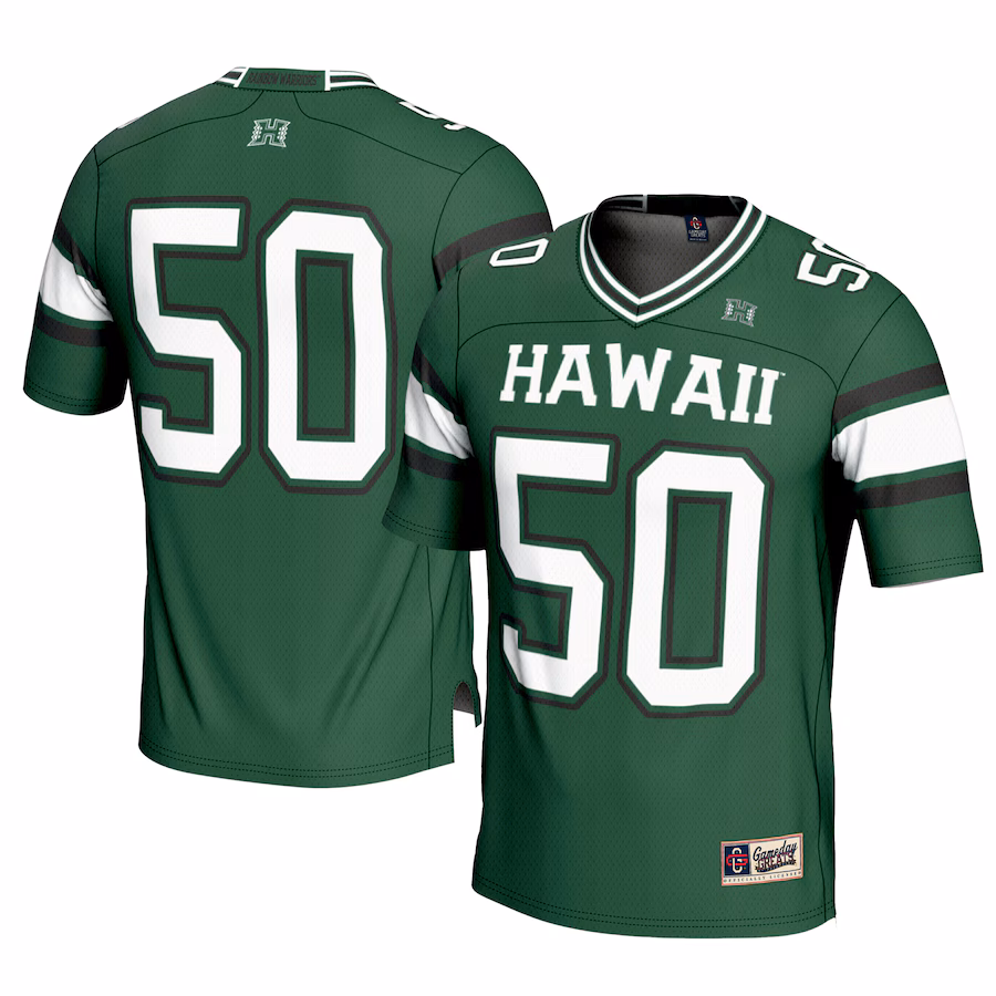 Men's GameDay Greats #1 Green Hawaii Rainbow Warriors Football Jersey