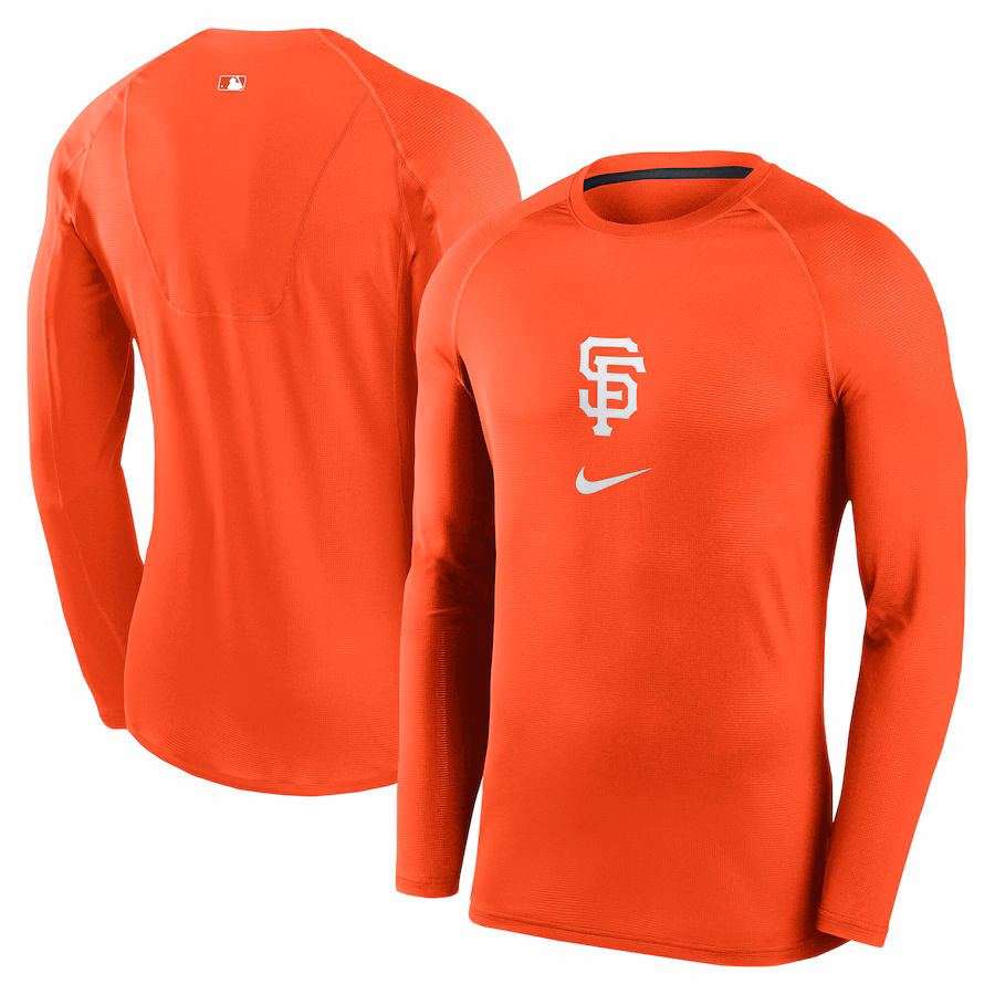 Men's San Francisco Giants Nike Orange City Connect Base Layer Raglan Long Sleeve Performance T-Shirt