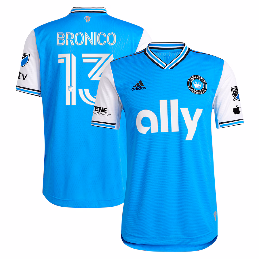 Men's Charlotte FC Brandt Bronico adidas Blue 2023 Newly Minted Authentic Player Jersey