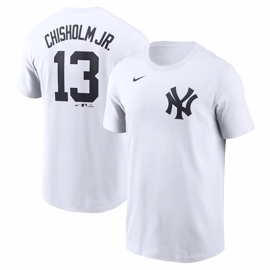 Men's New York Yankees Jazz Chisholm Jr. Nike White Fuse Name & Number T-Shirt