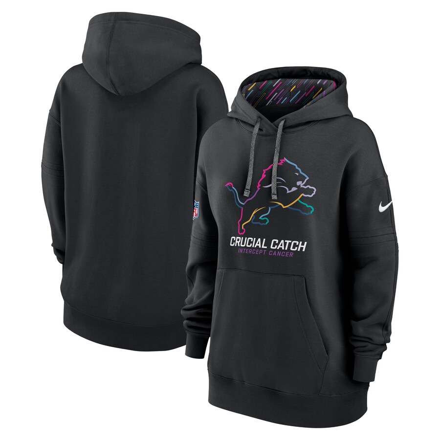 Women's Detroit Lions  Nike Black 2024 NFL Crucial Catch Club Pullover Hoodie