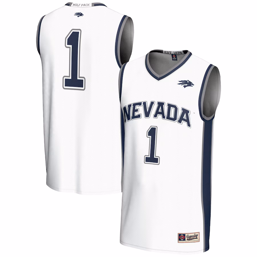 Male GameDay Greats #1  White Nevada Wolf Pack  Lightweight Basketball Jersey