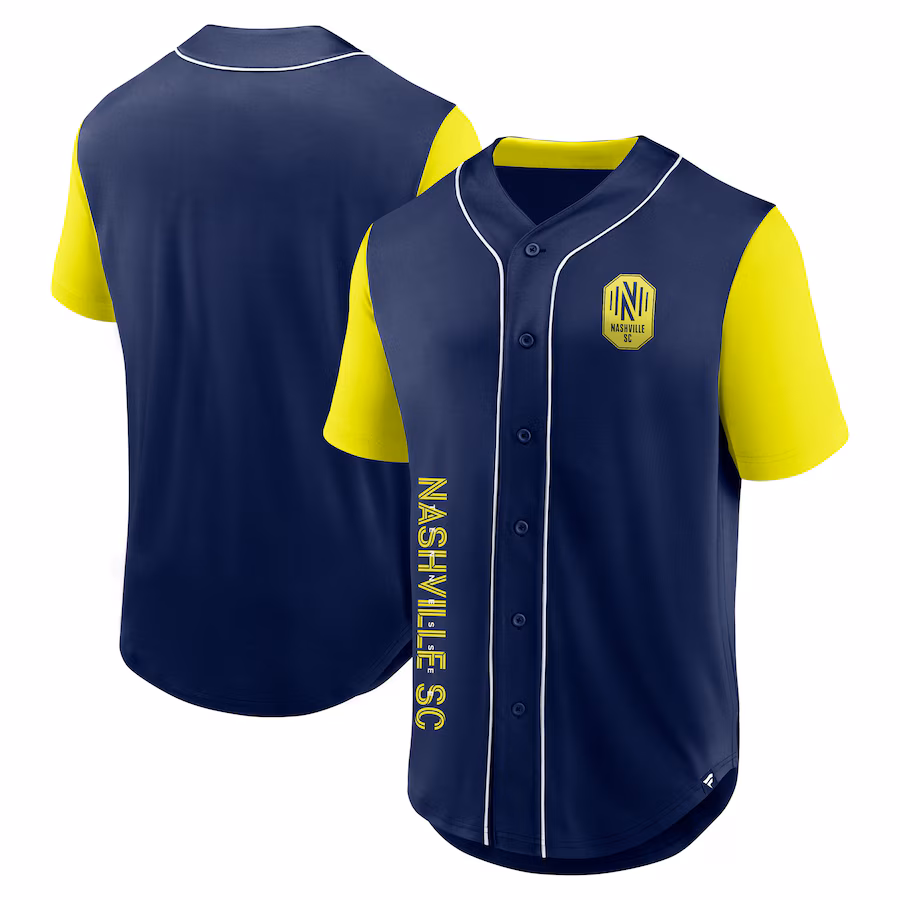 Men's Nashville SC Fanatics Navy Balance Fashion Baseball Jersey