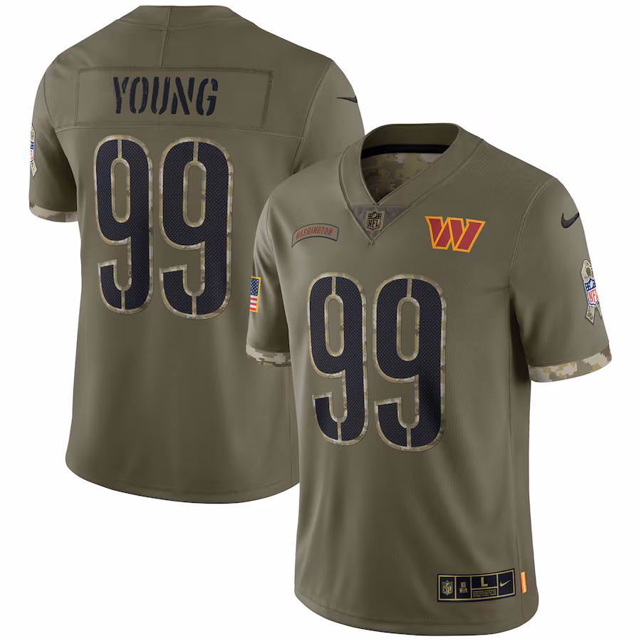Men's Washington Commanders Chase Young Nike Olive Salute To Service Limited Jersey