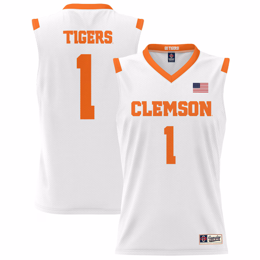 Youth GameDay Greats #1 White Clemson Tigers Lightweight Basketball Jersey