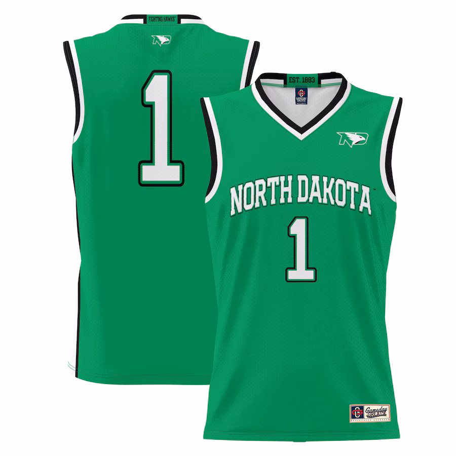 Male GameDay Greats #1  Green North Dakota  Lightweight Basketball Jersey