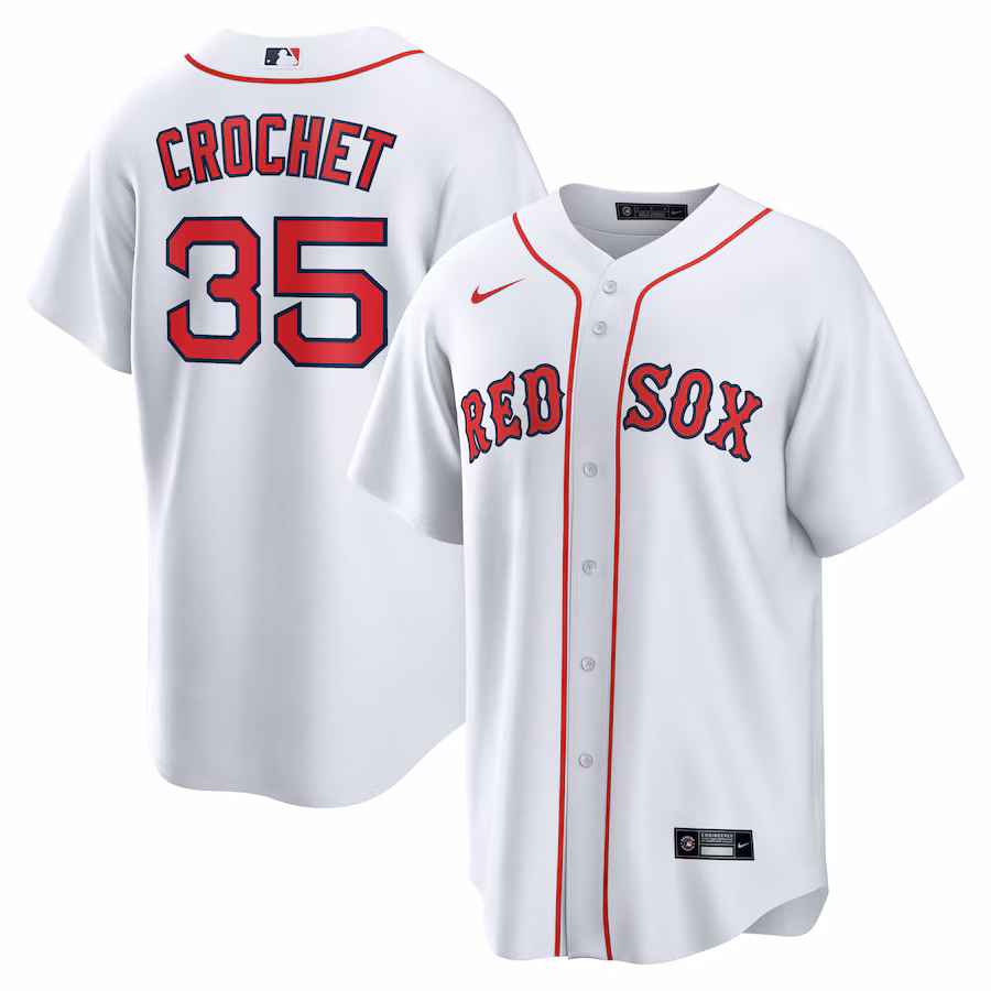 Men's Boston Red Sox Garrett Crochet Nike White Home Replica Jersey