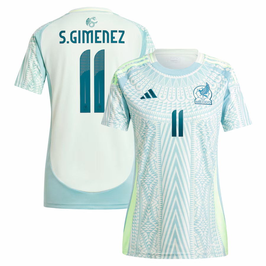 Women's Mexico National Team Santiago Giménez adidas Green 2024 Away Replica Player Jersey
