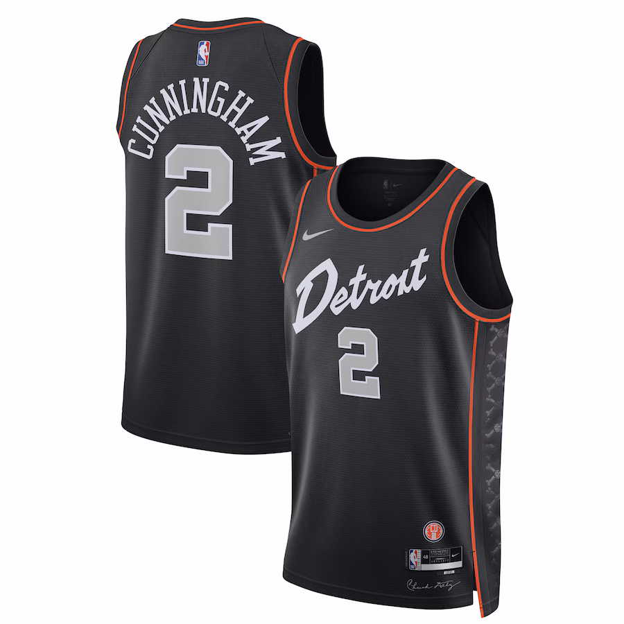 Unisex Detroit Pistons Cade Cunningham Nike Black 2023/24 Swingman Jersey - City Edition