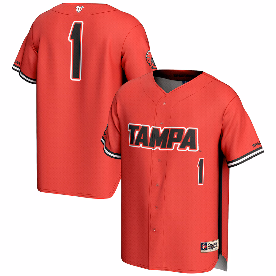 Men's GameDay Greats #1 Red Tampa Spartans Lightweight Baseball Jersey