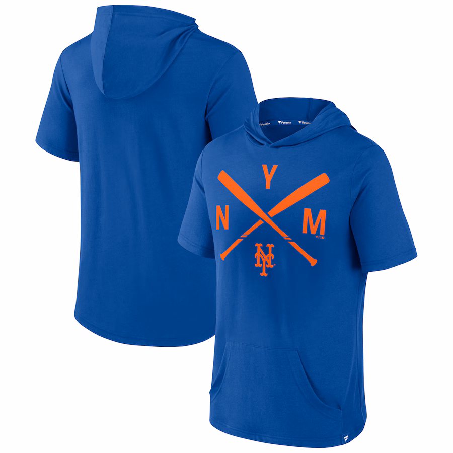 Men's New York Mets Fanatics Royal Iconic Rebel Short Sleeve Hooded Top
