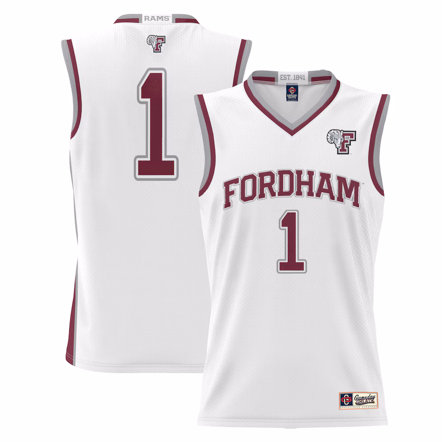 Male GameDay Greats #1  White Fordham Rams  Lightweight Basketball Jersey
