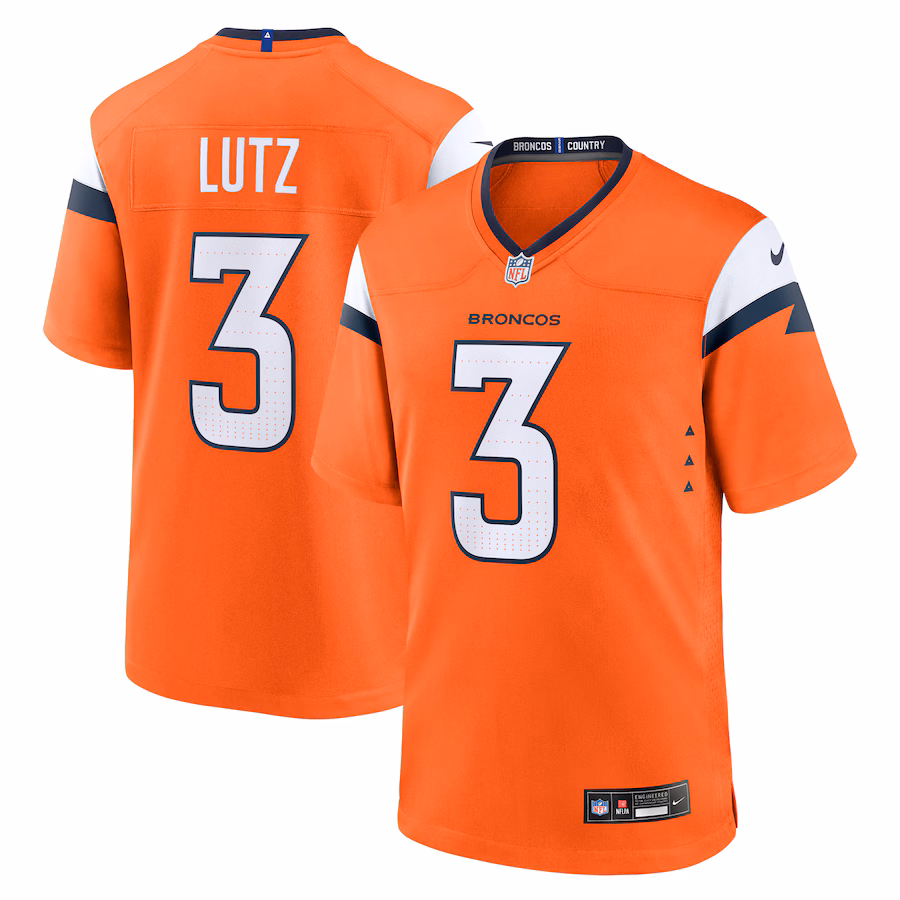 Men's Denver Broncos Wil Lutz Nike Orange Team Game Jersey