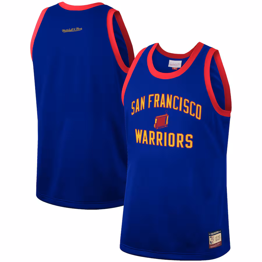 Men's Golden State Warriors Mitchell & Ness Royal Hardwood Classics Team Heritage Fashion Jersey