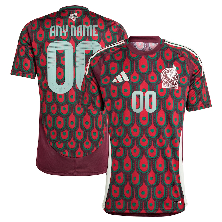 Men's Mexico National Team  adidas Burgundy 2024 Home Replica Custom Jersey