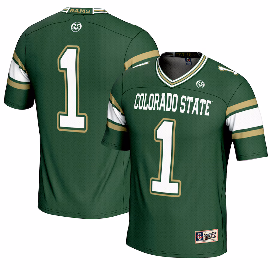 Men's GameDay Greats #1 Green Colorado State Rams Endzone Football Jersey