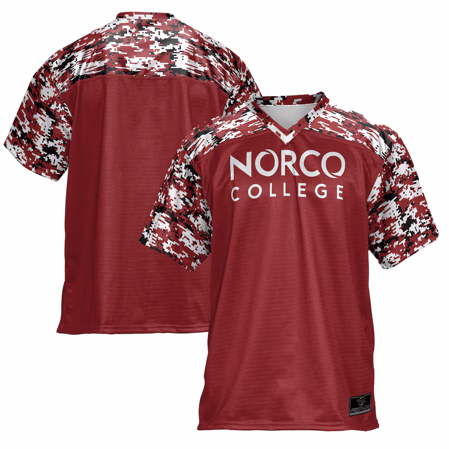 Youth ProSphere  Red Norco College Mustangs Camo Football Jersey