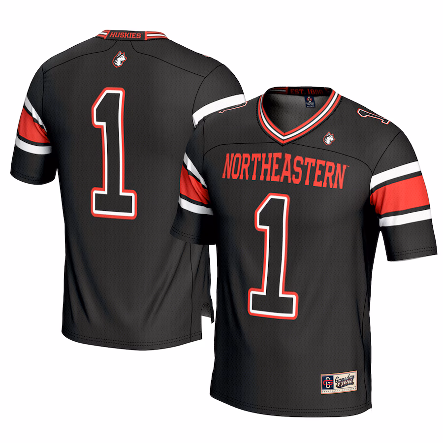 Men's GameDay Greats #1 Black Northeastern Huskies Football Jersey