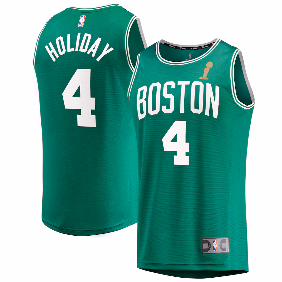 Youth Boston Celtics Jrue Holiday Fanatics Kelly Green 2024 NBA Finals Champions Fast Break Replica Player Jersey - Icon Edition