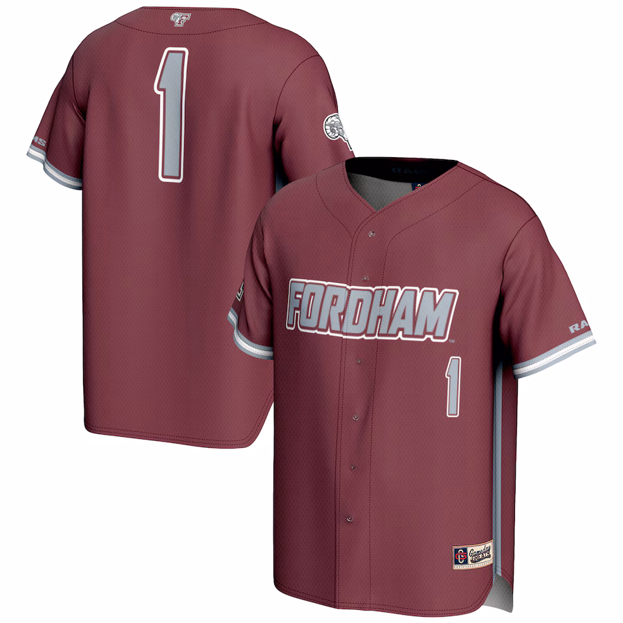 Men's GameDay Greats #1 Maroon Fordham Rams Lightweight Baseball Jersey