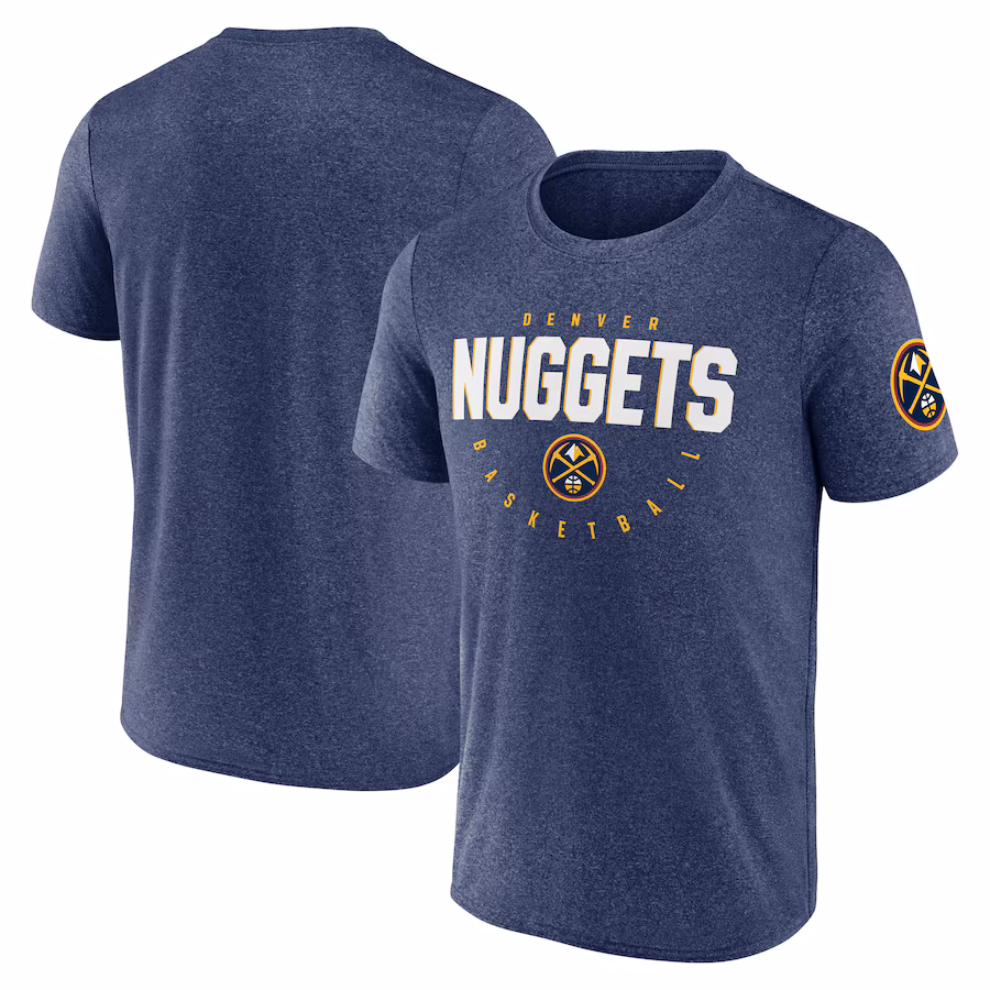 Men's Denver Nuggets Heather Navy Block Practice Performance T-Shirt
