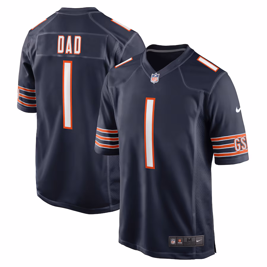 Men's Chicago Bears Number 1 Dad Nike Navy Game Jersey